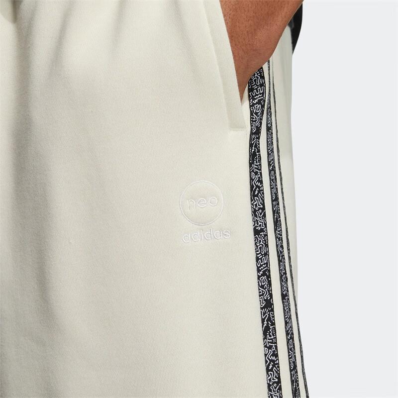 Adidas Neo X Keith Haring Cartoon Stripe Casual Sport Shorts Men Bottoms Beige HD7258