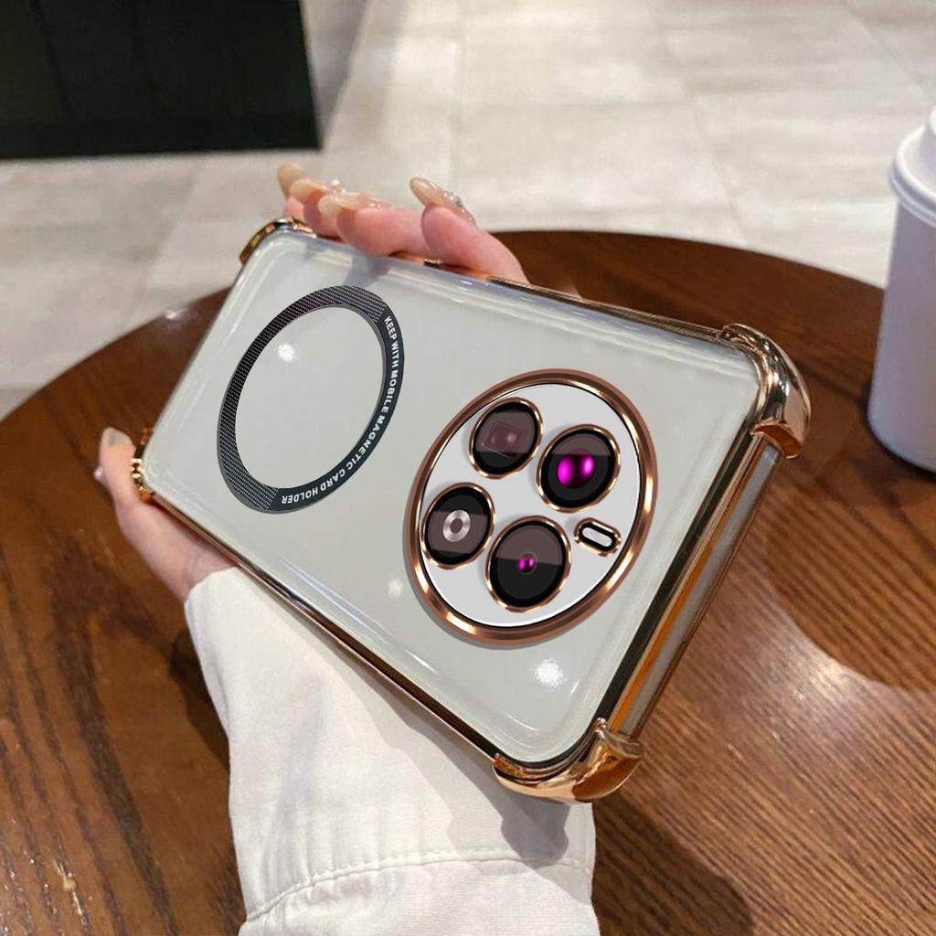 Case for realme 12 Pro+ 5G,12 Pro Clear Magnetic Casing Electroplated Lens Frame Phone Cover