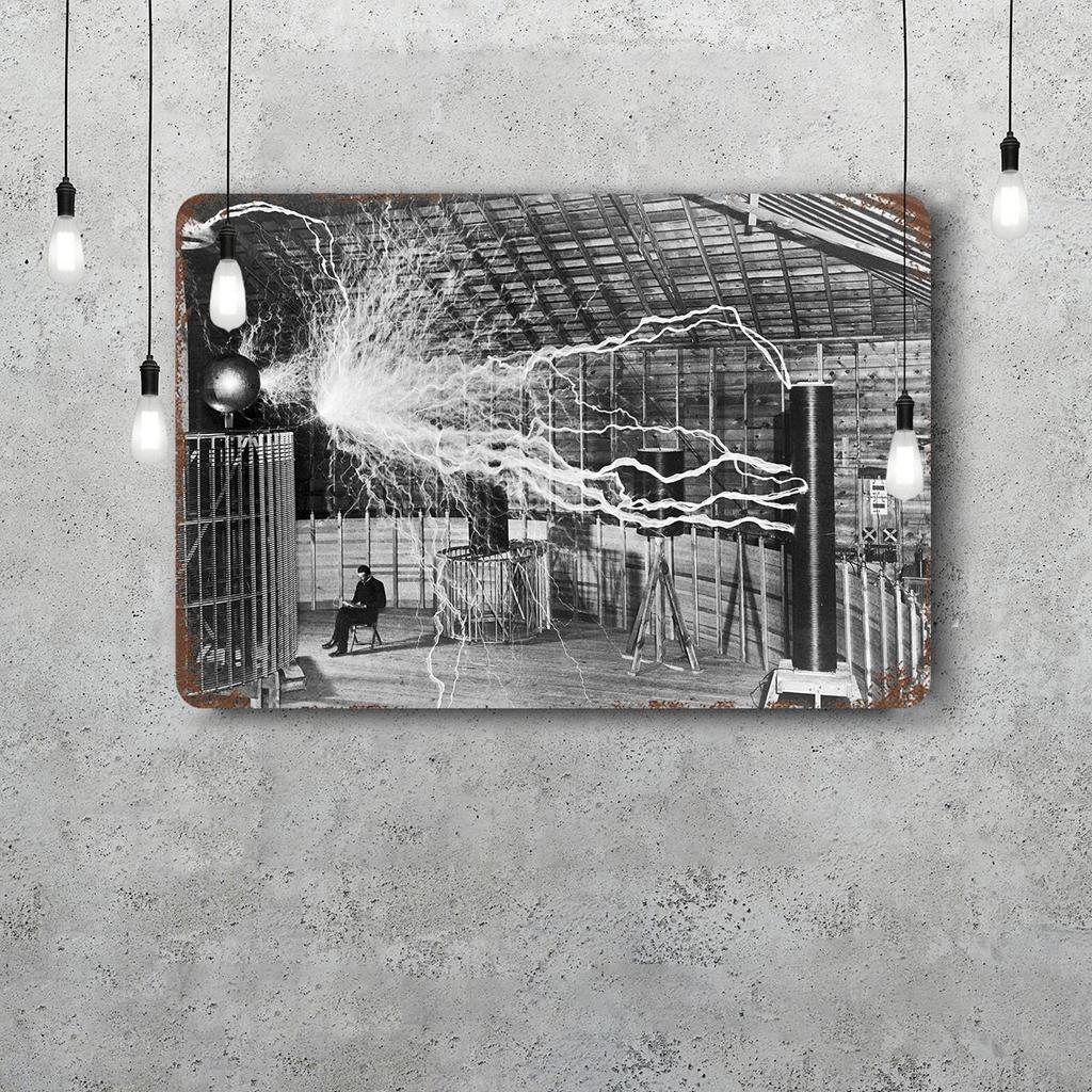 Nikola Tesla Vintage Tin Sign Home Decor Wall Decor Art Wall Mural Room Decoration Decor Retro Metal Sign Plate Bar Posters