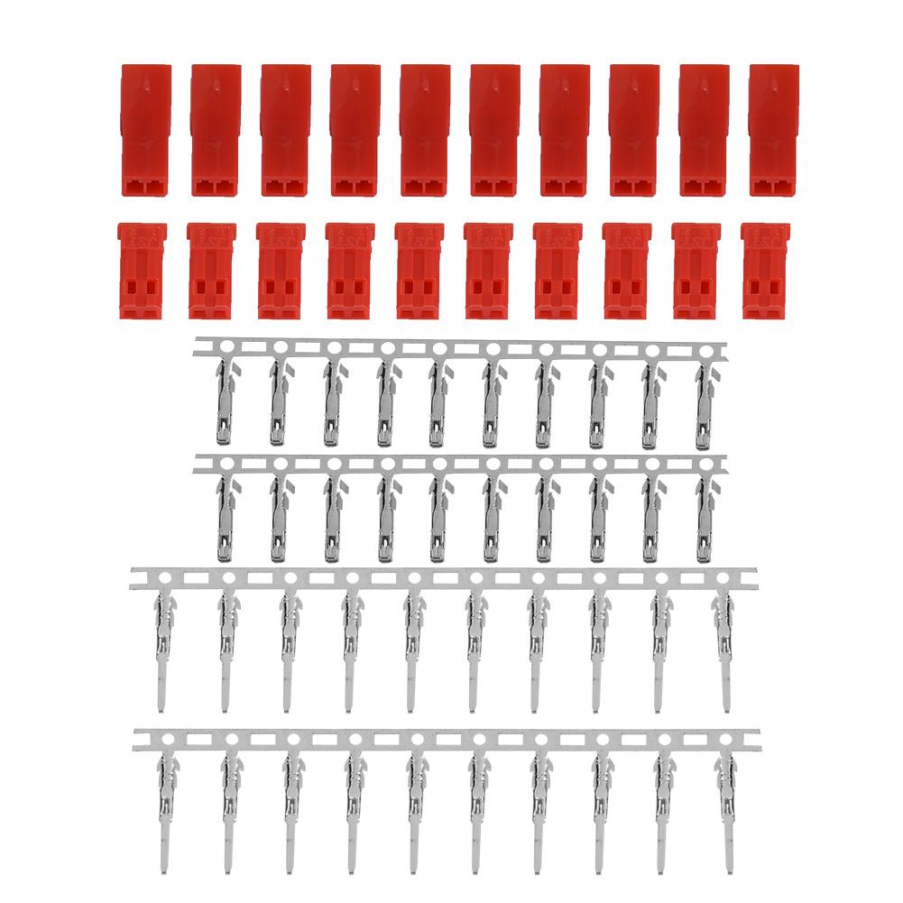 JST Female and Male Plug Battery Red Color Housing & Connector Pin Set (10 Pairs)