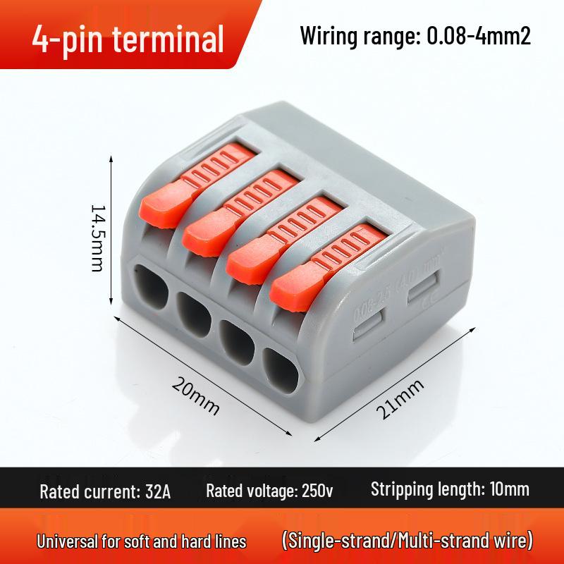 PCT Quick 2-in 2-out Waterproof Wiring Terminal 2-Position Plug-in Wire Connector
