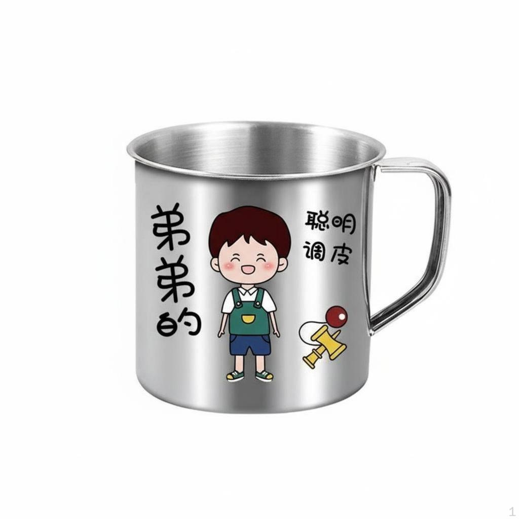 Child S Stainless Steel Cup DropResistant Cartoon Mug with Lid for