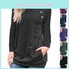 Stylish Women's Pullover Long Sleeve Solid Button Sweatshirt Top For Casual Wear