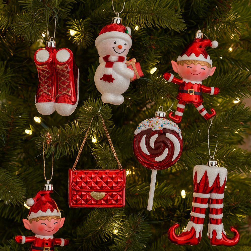 Santa Claus Christmas Elf Pendant Shiny Red Merry Christmas Decor  Holiday Party Decor