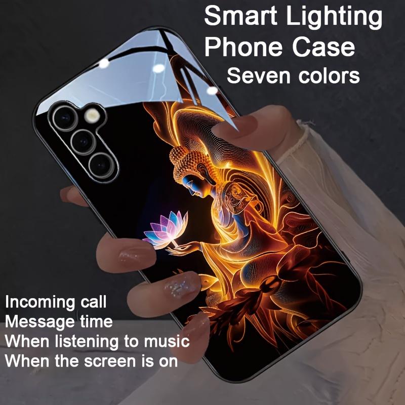 Lotus Buddha Colorful Luminous Phone Case For Samsung S26 S25 S24 S23 FE S22 S21 Ultra Plus Z Fold 7 6 5 LED Light Shining Cover