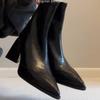 Super měkká jehněčí kůže~ špičaté francouzské tenké kozačky 2025 podzim a zima nové temperamentní kotníkové boty na vysokém podpatku dámské