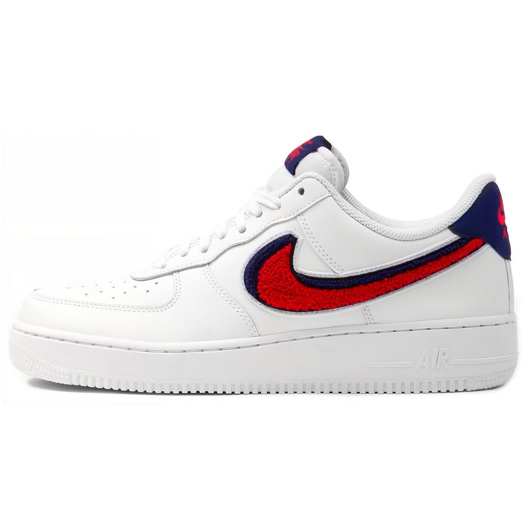 New Nike Air Force 1 Low 3D Chenille Swoosh White Red Blue 823511-106