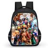 16 Inch Black Cartoon One Piece Backpack Mochila, Light Weight Unisex School Backpack Travel Daypack for Boys Girls Age 6-10