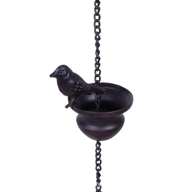 Bronze Bird Shape Drainage Chain Villa Rainwater Chain Bird Wind Chimes Iron Decoration