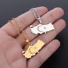 Fashionable Stainless Steel Turkey Map Flag Pendant Necklace for Women Faith Casual Jewelry Gift