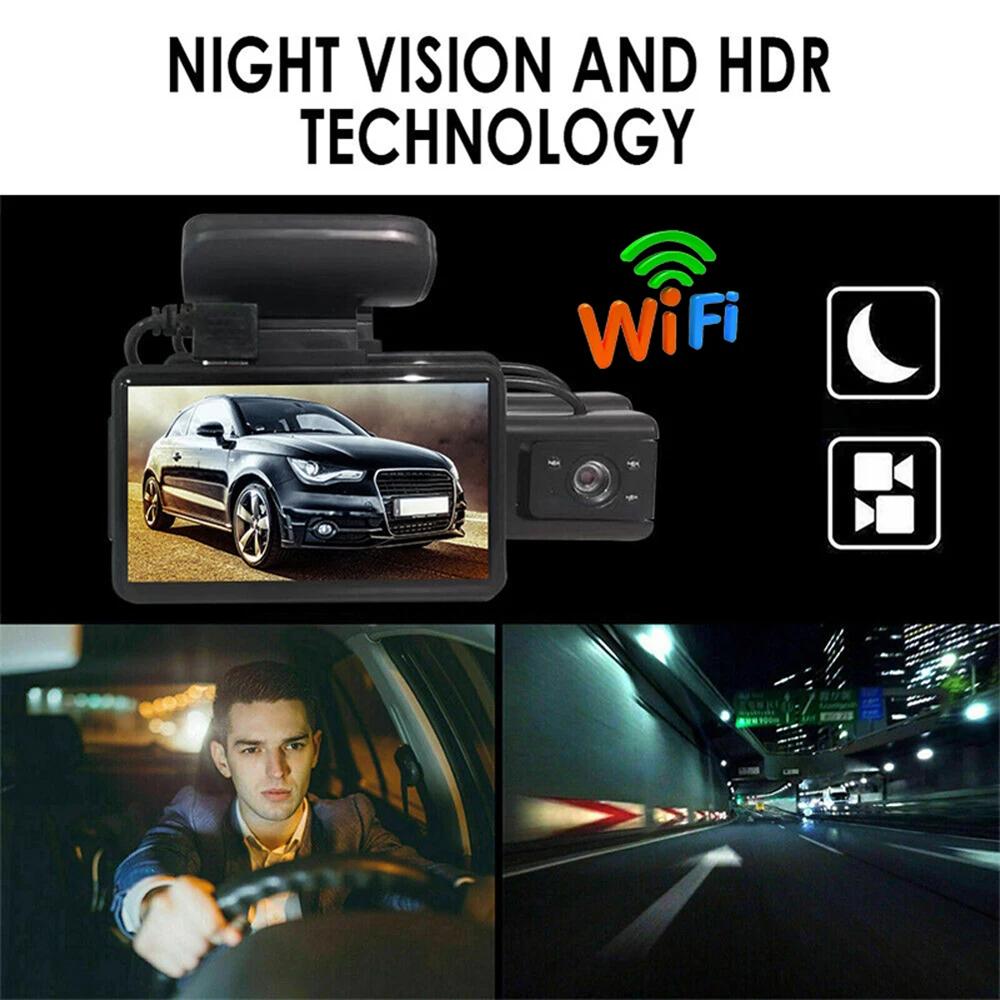 Cameră de bord de 3 inchi pentru mașini Cutie neagră HD 1080P Înregistrare video auto Înregistrare în buclă Dvr Cameră pentru mașină Way cu WIFI Viziune de noapte G-senzor