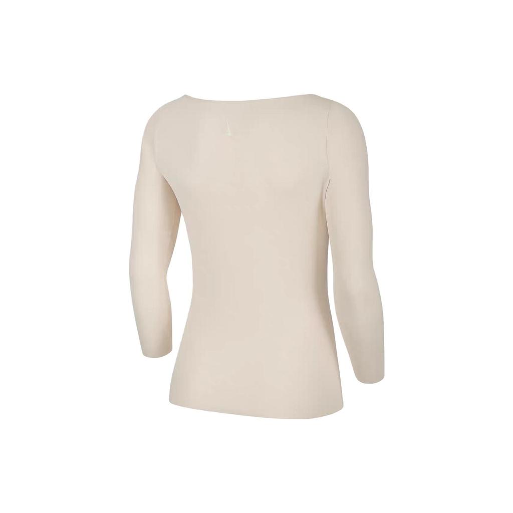 Nike T-shirt Casual Girocollo Manica Lunga Tinta Unita Donna Top Beige DA0720-219
