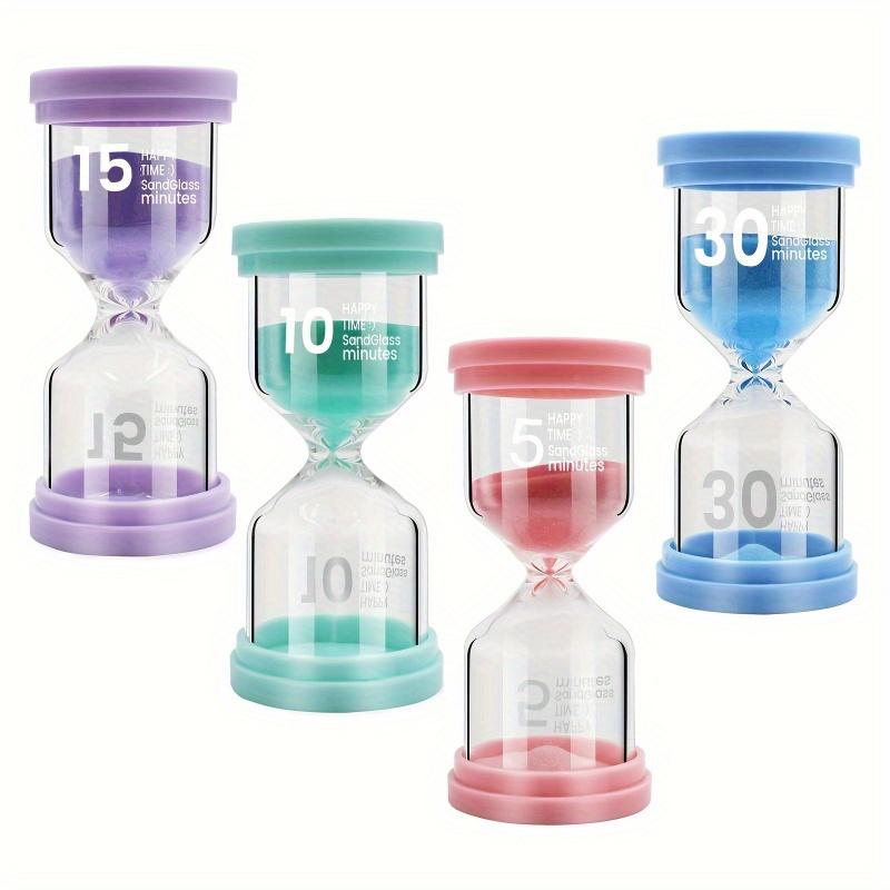 4pcs Marcaron Glass Sand Timers - 5/10/15/30 Min Colorful Hourglasses for Classroom, Home Office, Kitchen Decor & Games