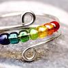 Yousheng Women Ring Rotatable Adjustable Opening Design Geometric Electroplating Anti Stress Gifts Colorful Rainbow Beads Anxiety Spinner Ring Jewelry