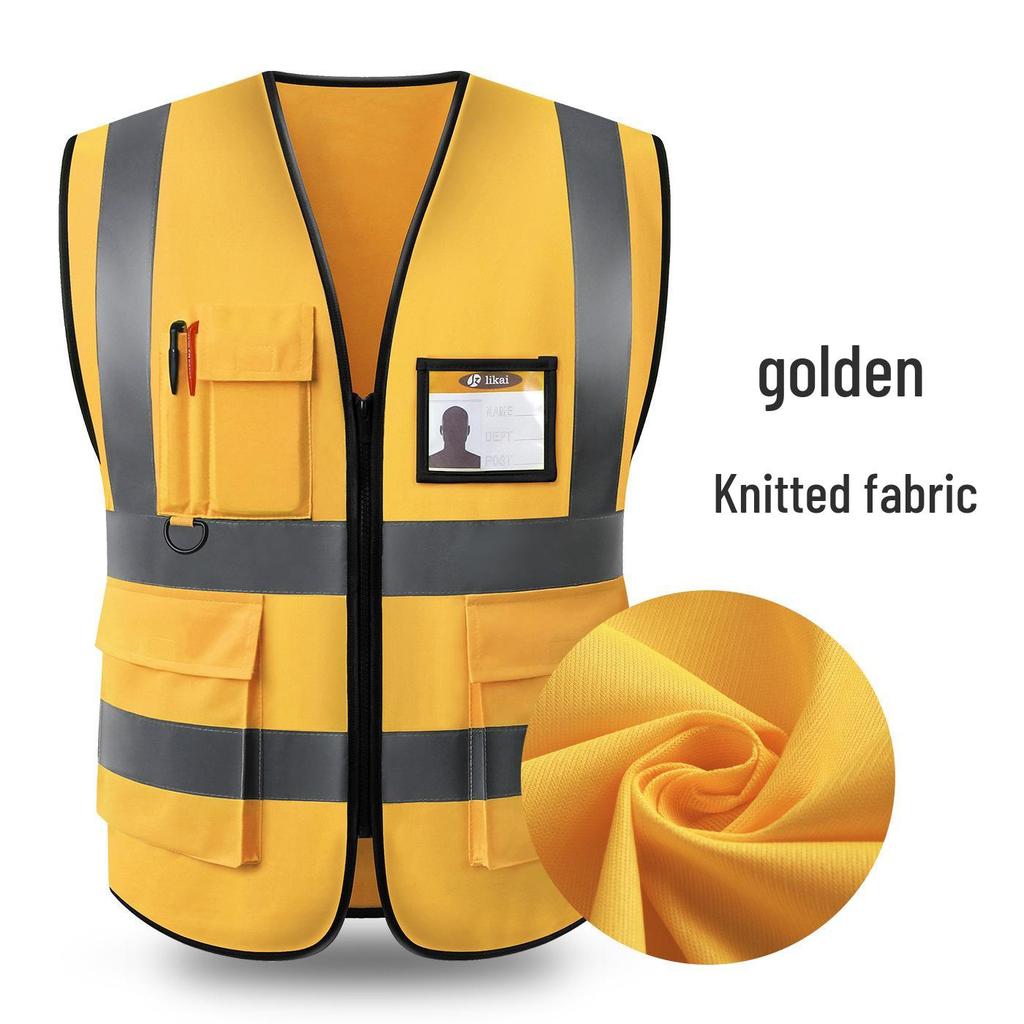 LIKA Reflective Multi-Pocket Safety Vest for Traffic, Construction, Sanitation, and Gardening