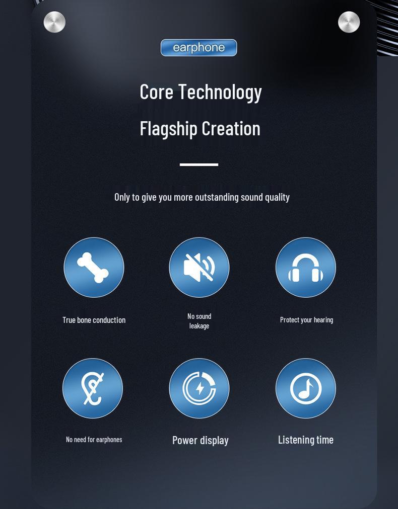 V18 Bone Conduction Bluetooth Wireless Earphones, Clip-On, Non-In-Ear, for Business and Sports Running.