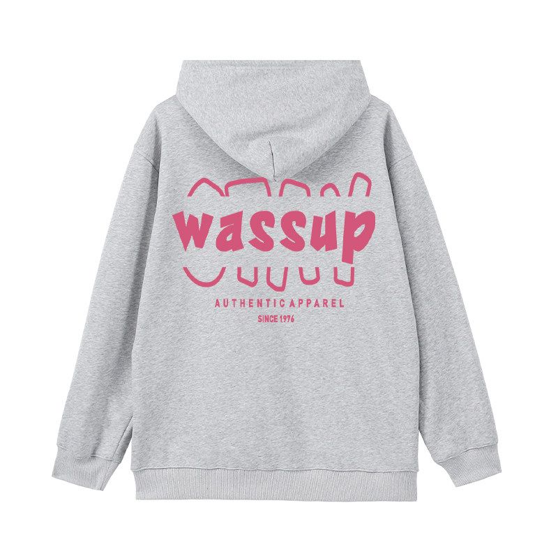 

Wassup American-Style Heavyweight Sweatshirt for Men, Autumn and Winter 2025 New Style, Fleece-Lined, Loose Casual Couple s Gray Hooded Top Gray (Heavyweight Basic) X L