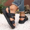 Modisches Schnallendesign Sommer Damen Schuhe 2024 Neu Rutschfest Abriebfest Damen Plateau Sandalen Lässige Modische Römische Sandalen