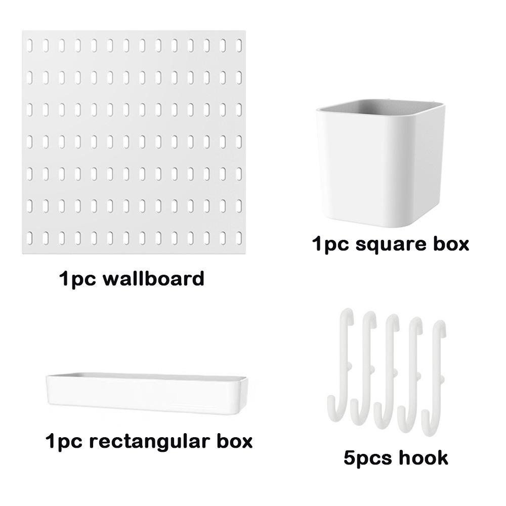New Wall-Mounted Storage Board DIY Space-Saving Pegboard with Hooks Storage Display Rack for Kitchen Bedroom Bathroom Study Room