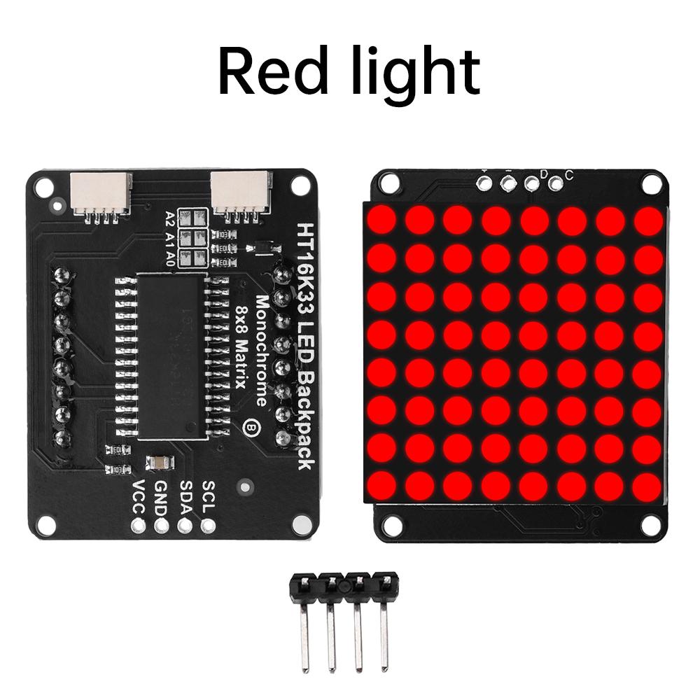 8*8 Dot Matrix Module Red Light Microcontroller Display Module MCU LED Display Control Module  Ht16K33 Driver I2C Interface 5V