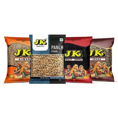 JK Jeera Whole 100G + Panch Foran 100G + Kala Jeera 100G + Ajwain 100G - Prémiové koření na vaření, dochucení a zdravotní přínosy