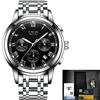 LIGE Waterproof Man Wristwatch Men's Watch Quartz Stainless Steel Band Chronograph Calendar Luxury Watches Relogio Masculino