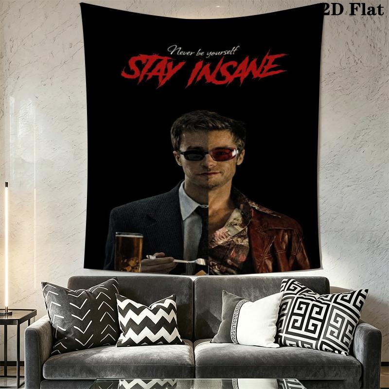 Fight Club Wall Tapestry Aesthetic Wall Hanging Printed Fabric Blanket Decorative Tapestries for Bedroom Living Room Home Decor