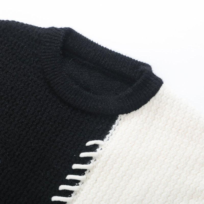 Mens Oversized Colorblock Knit Sweater Loose Fit Warm Winter Pullover Teens Young Adults