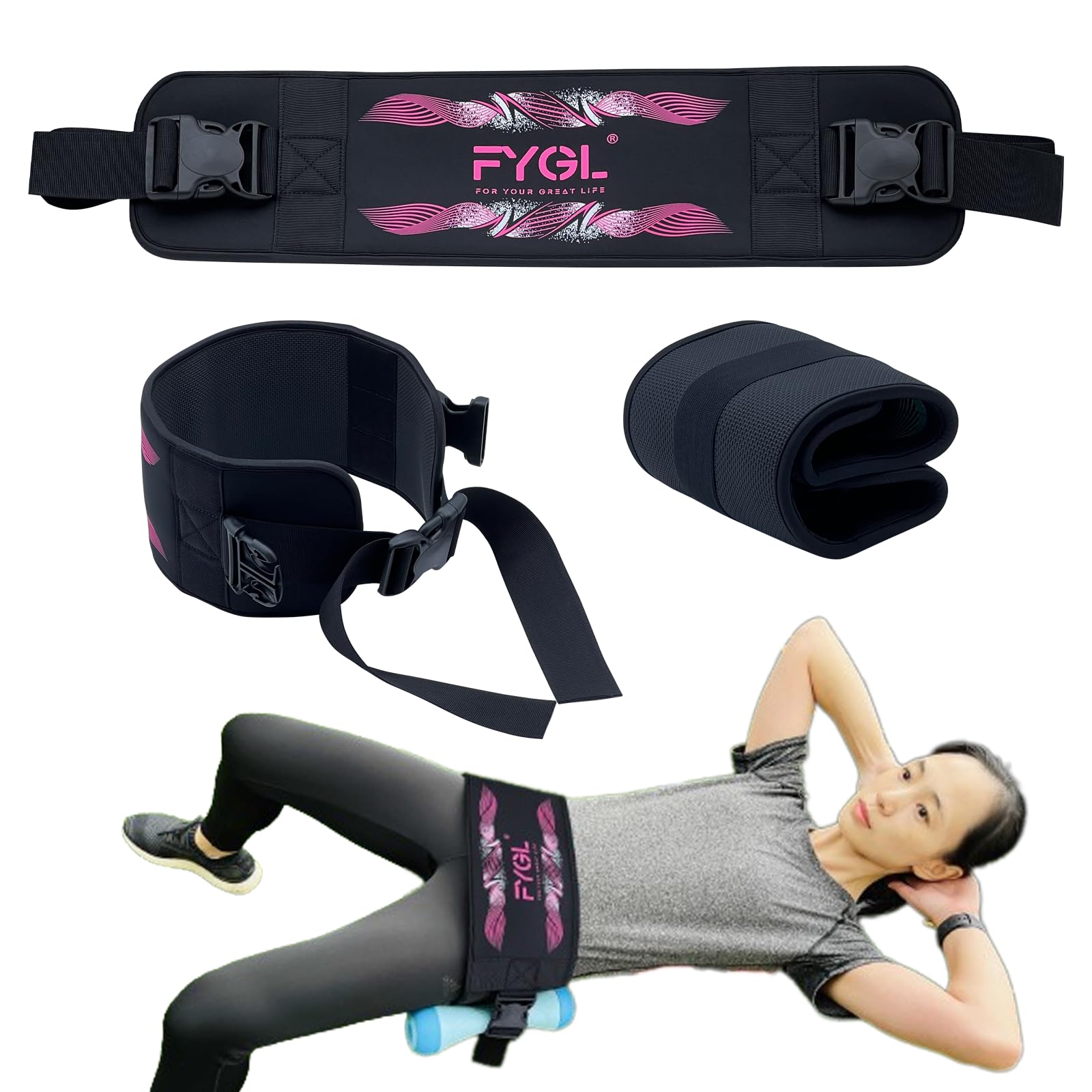 

FYGL Hip Thrust Belt for Glute Pink Training,