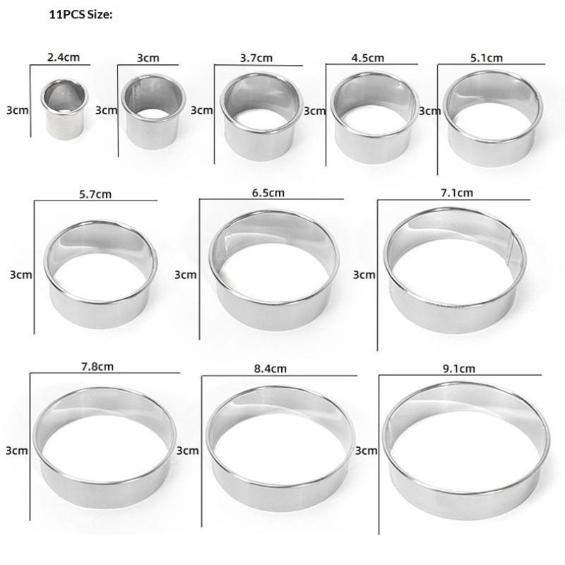 

11/12Pcs Stainless Steel Round Dough Cutter Dumplings Skin Mold Kitchen Cookie Ring Molds Cutter Set Baking Circle Pastry Mould