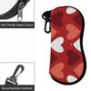 Red Heart Pattern Soft Sunglasses Case, Portable Valentine Print Eyeglasses Pouch, Lightweight Protective Spectacle Bag for Daily Travel