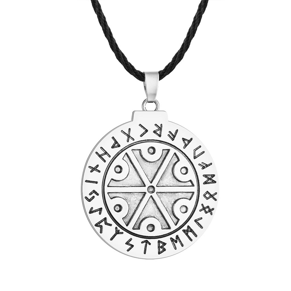 Kinitial April Stainless Steel Perun God Slavic Mythology Symbol Amulet Rune Alphabet Necklace God Thunder Symbol, Perunika Rune