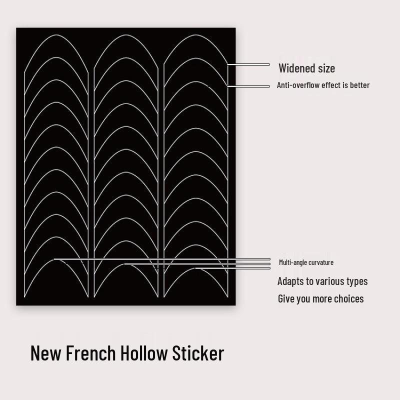 V-Shaped Dual-Purpose French Nail Art Stickers with Hollow Design