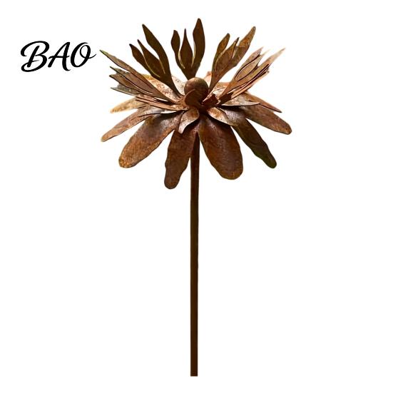 Gartenflaggenmast im Vintage-Stil, Rostiger Outdoor-Gänseblümchen-Blumen-Metall-Gartenpfahl, Rostige Eisenkunst, Rustikale Dekoration, Wetterbeständiges Ornament