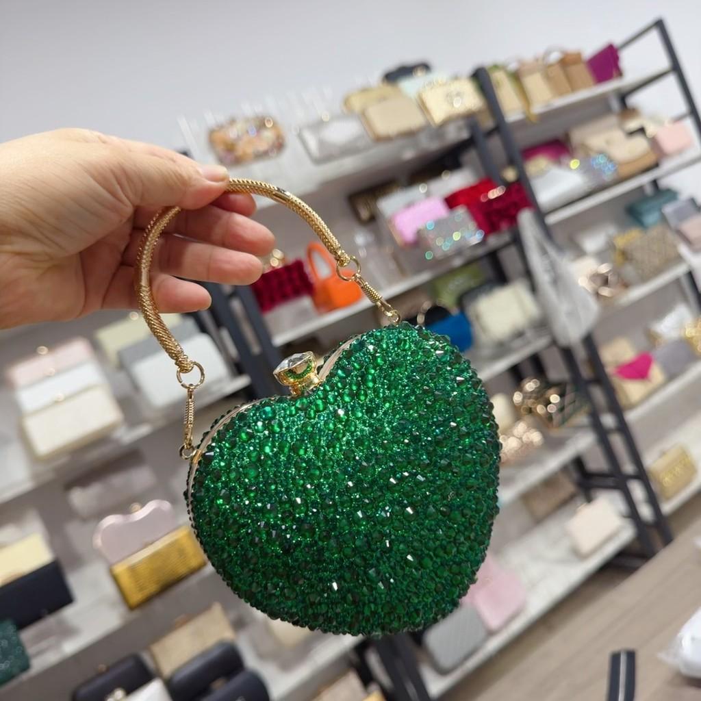 Acrylic Heart Shaped Mini Handbag With Rhinestones And Chain For Evening Wear