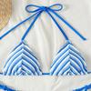 2024 European & American Striped Lace-up Halter Neck Bikini Top