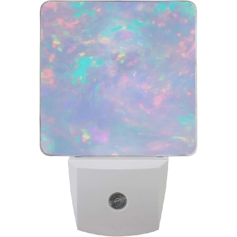 Plug-in LED Night Light Lamp Rainbow Glitter Printing with Dusk To Dawn Sensor 2 Pack for Bedroom, Bathroom, Hallway, Stairways, 0.5W