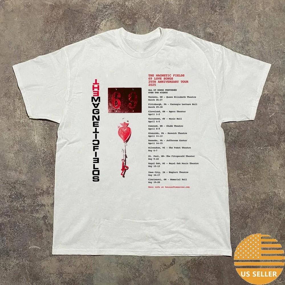 The Magnetic Fields Tour 69 Love Songs Tour T Shirt  Unisex T-Shirt S