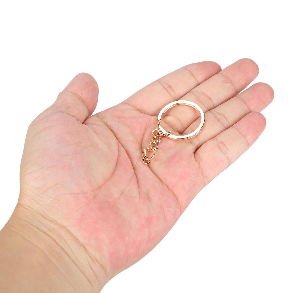 10pcs DIY Key Ring with Chain Portable Metal Key Chain Eye Screw Jewelry Pendant AccessoryGold 28mm
