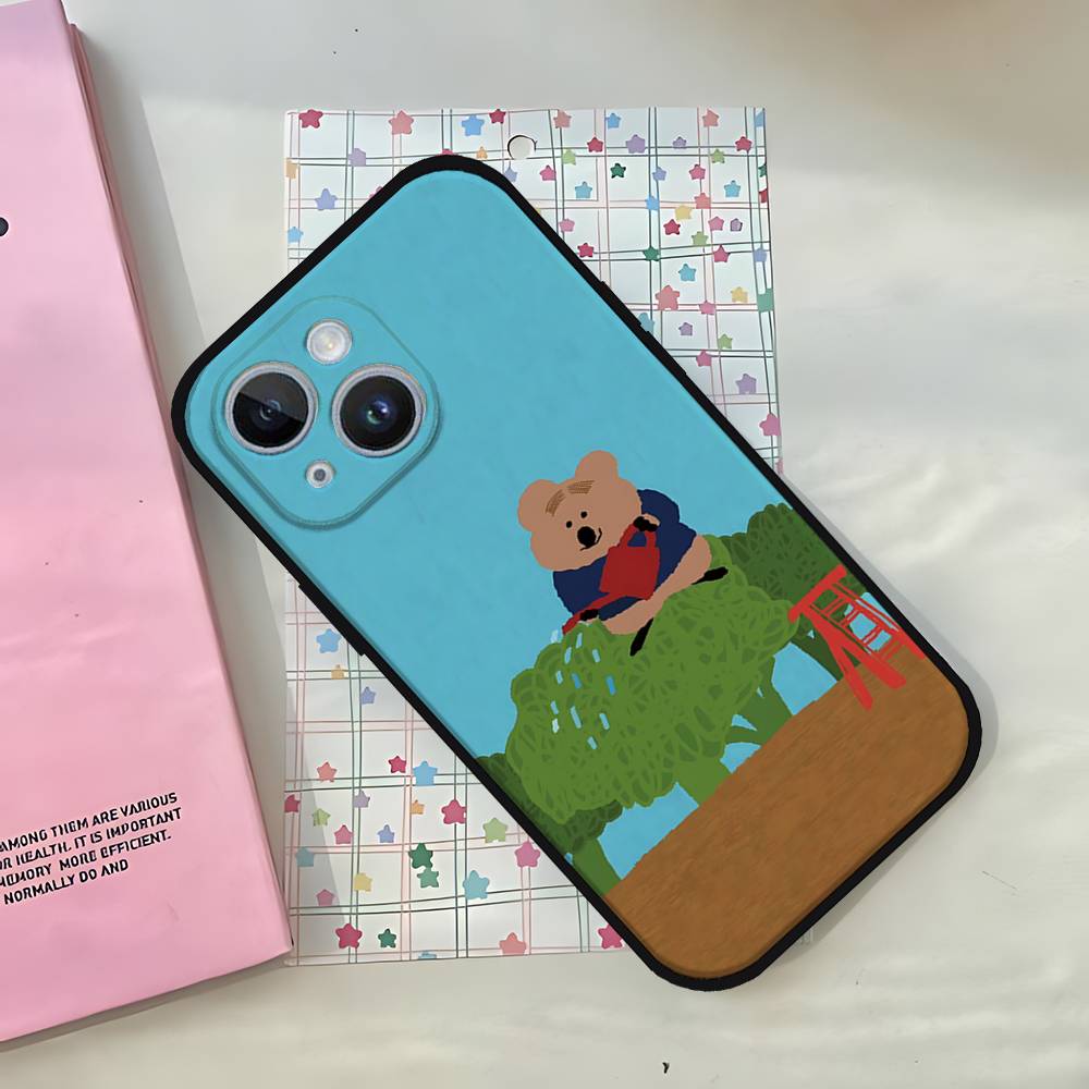 Cute Bear Black Phone Case That Fits For IPhone 17,16,15,11,13,14 Pro Max,Plus,X,Xr,Xs Max,13Mini