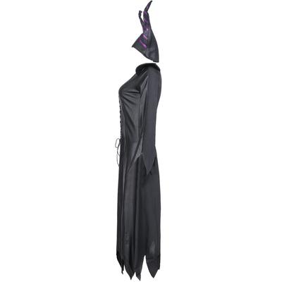 Halloween Demon Wicked Witch Costume, Devil Queen Dress Cosplay Sleeping Spell Horn Uniform