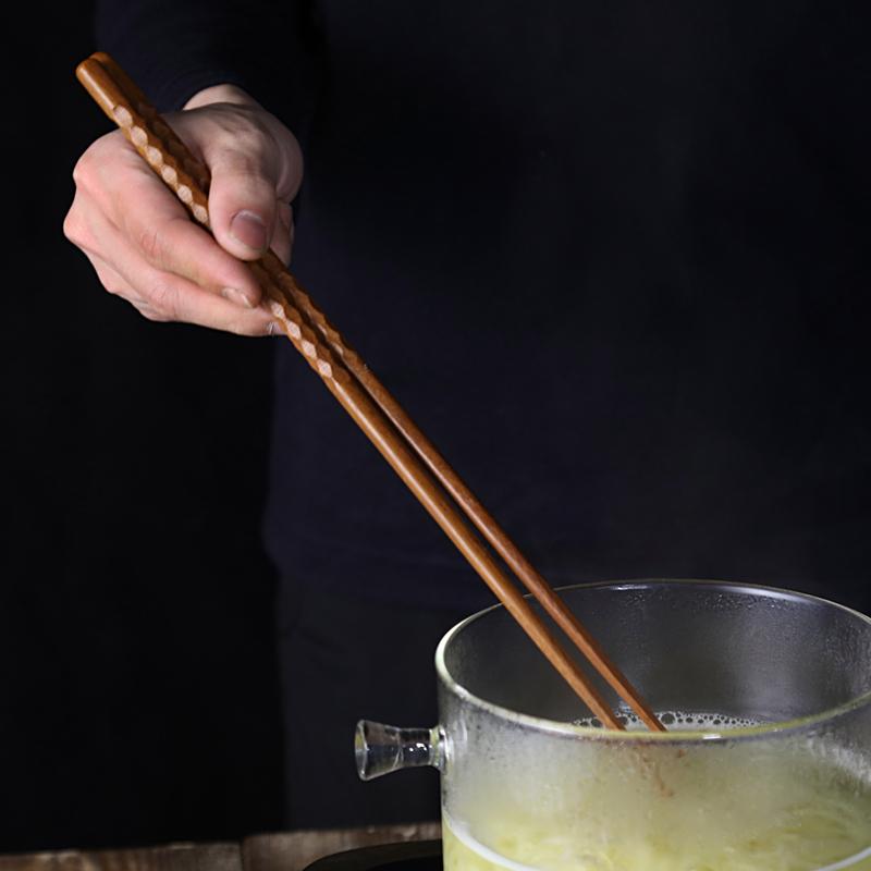 2 Pairs Cooking Chopsticks Long Frying Chopsticks 33cm Wooden Chop Stick Kitchen Extra Long Chopsticks For Hotpot Noodle Fried
