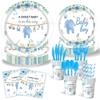 Baby Christening Party Set: Disposable Plates, Napkins, Tablecloth, and Banners
