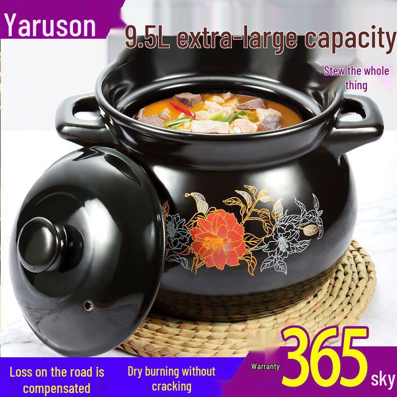 High-Temperature Resistant Large Capacity Ceramic Casserole and Soup Pot for Gas Flame