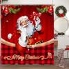 Christmas Shower Curtain Santa Claus Snowman Snowflake Elk Pine Leaf Winter Cartoon Home Polyester Fabric Bathroom Decor Curtain