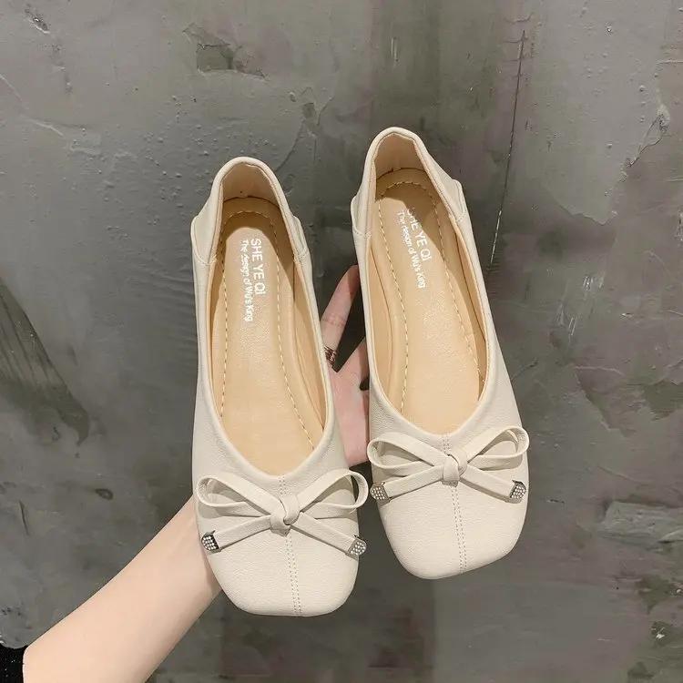 Shoes Woman Round Toe Bowknot Ballet Fashion Flats Mary Jane Ladies Shoes Casaul Shallow Soft Sole Women’s Zapatos De Mujer