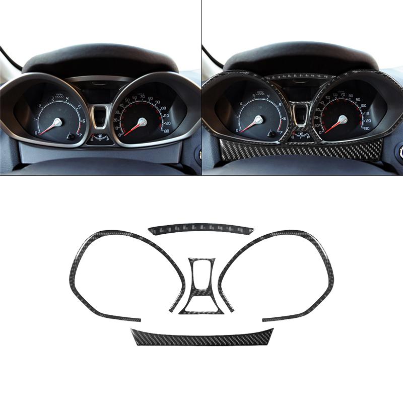

Накладка на спидометр для Ford Fiesta 2011 2012 2013 2014 2015, наклейка из углеродного волокна, декоративные аксессуары для салона автомобиля Black upper