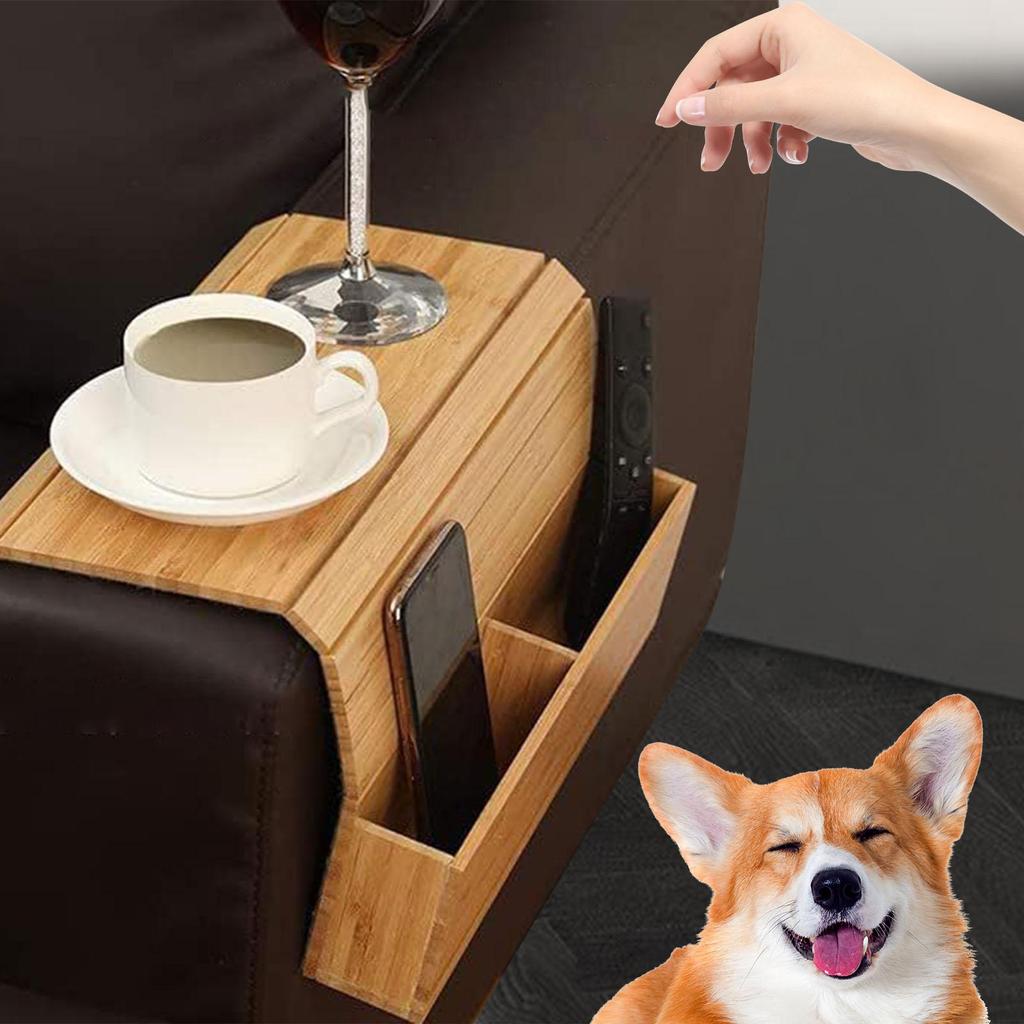 Couch Cup Holder Sofa Armrest Organizer Wood Furniture Storage Bag Phone Remote Control Home with