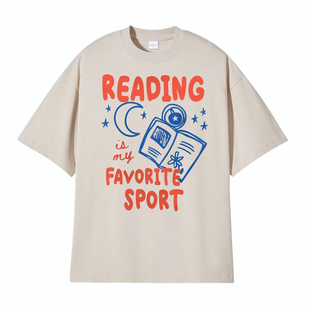 Reading Is My Favorite Sport Funny Graphic T Shirt Unisex Women Fashion High Quality Tshirts Oversized Vintage 100 Cotton TShirt