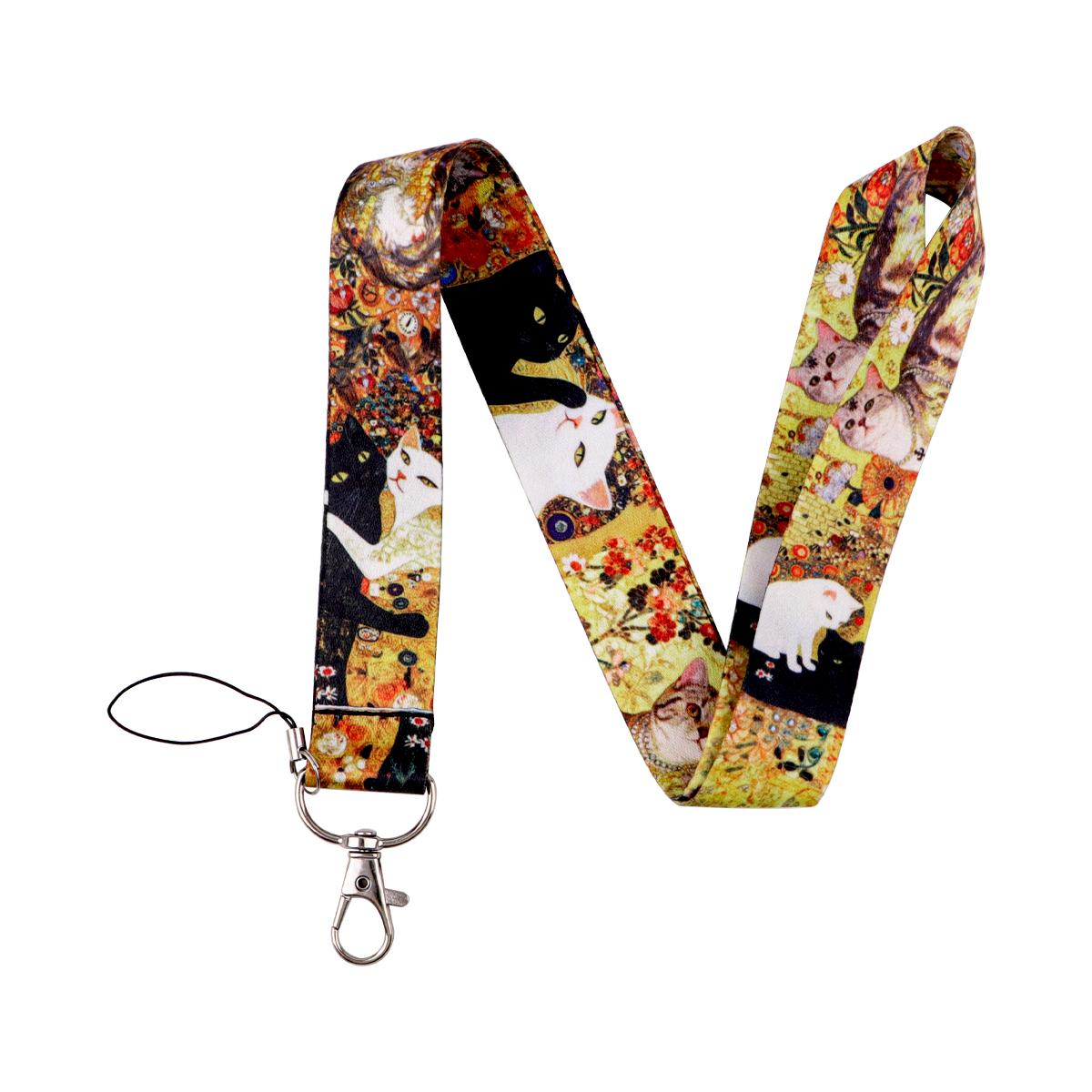 

Cartoon Cat Couple Neck Strap Lanyard for Keys Keychain Badge Holder ID Credit Card Pass Mobile Phone Charm Accessories Gifts